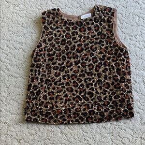 Velvet Sequin Animal Print Sleeveless Blouse